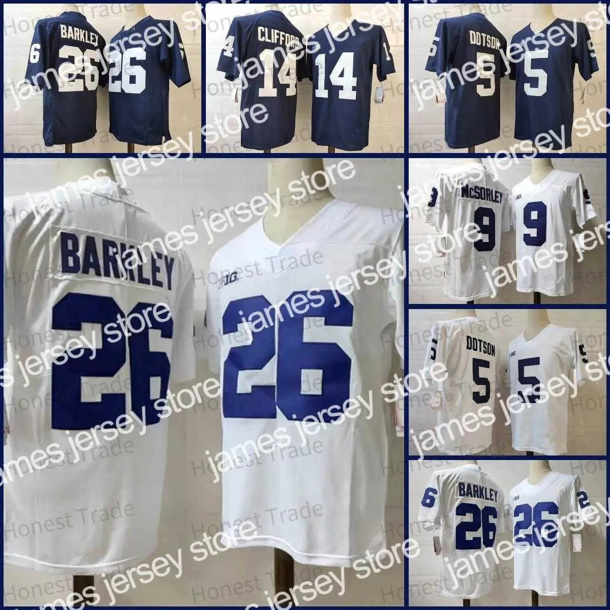 American College Football Wear Jahan Dotson NCAA Penn State Football Jersey Sean Clifford Saquon Trace McSorley College Mens Outdoor Jerseys Cousu Blanc Marine