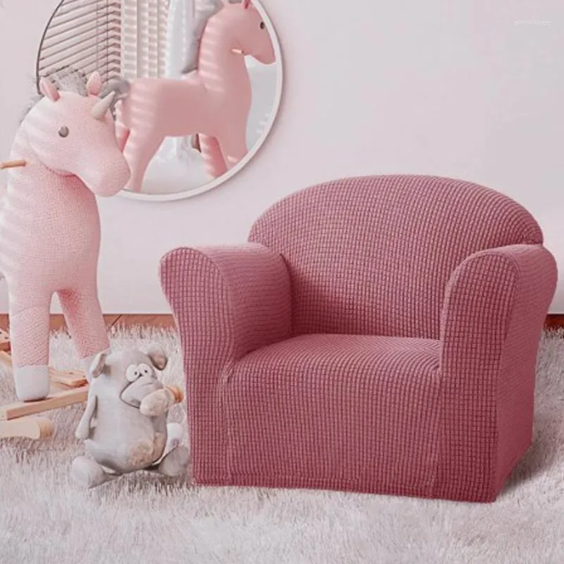 Chair Covers Mini Kids Sofa Cover 1 Seat Soft Armchair Couch Solid Color Elastic Stretch Size Settee Slipcover For Children