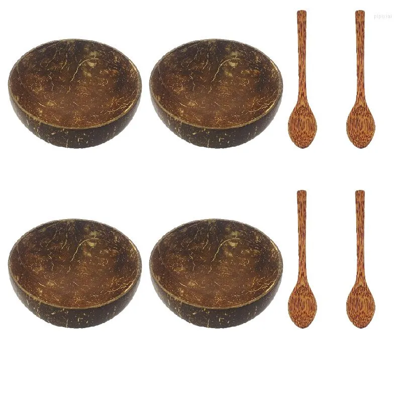 Kommen natuurlijke kokoskom set houten salade ramen houten lepel coco smoothie keuken tafelgerei 12-15 cm