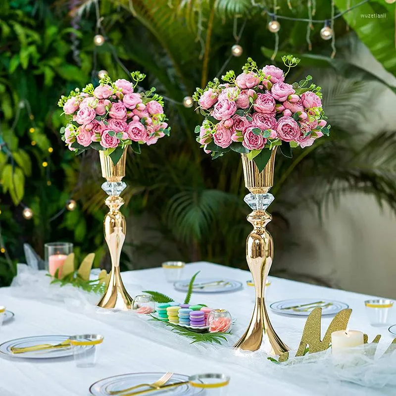 Candle Holders IMUWEN Gold Flower Vase Table Centerpiece Event Rack Road Lead Wedding Decor IM1105