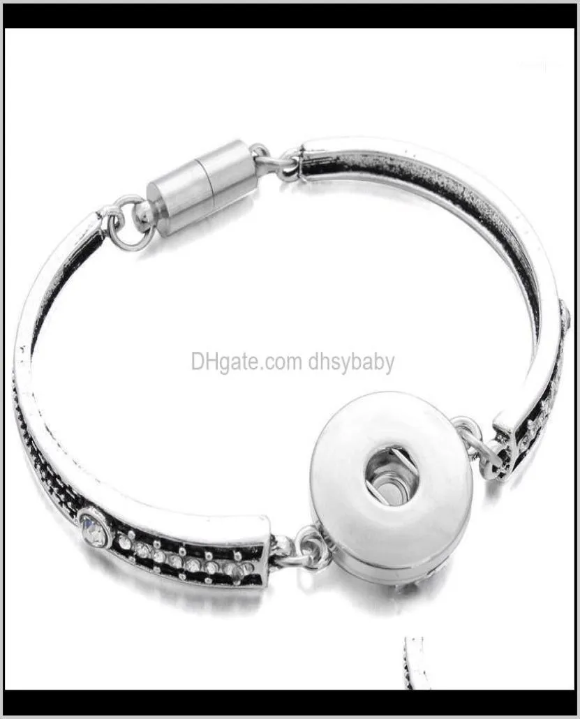 Charm Drop Delivery 2021 Jewelry 18Mm Snap Buttons Bracelet Whole Flowers Carved Vintage Magnetic Bracelets For Women Men Ze037719331