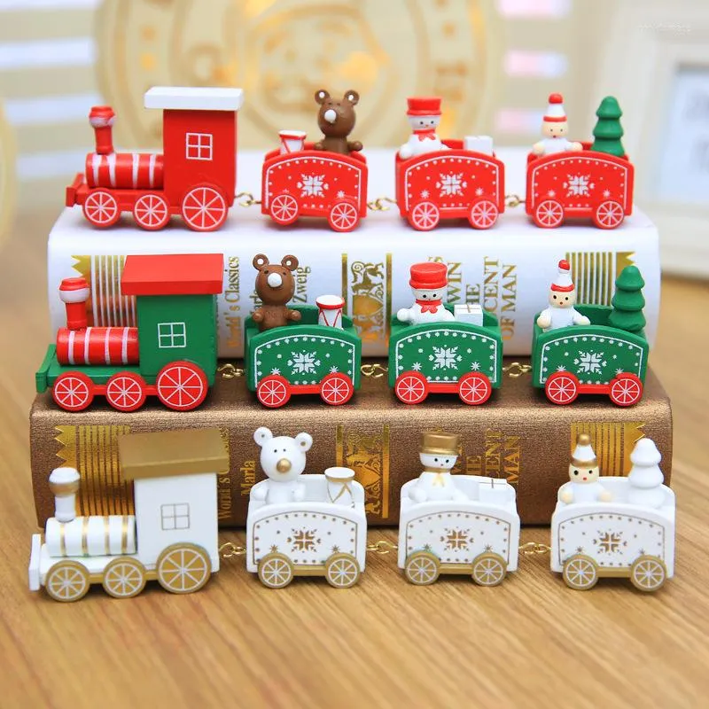 Juldekorationer 4 knop trätåg Merry Ornament för Home Navidad 2023 Xmas gåvor År