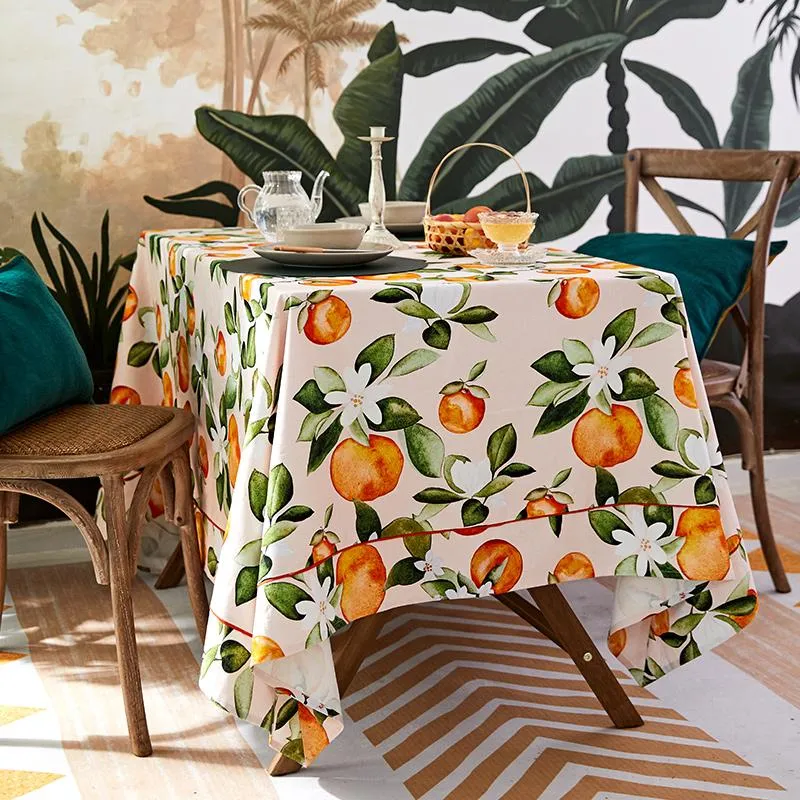 Tkanina stołowa pomarańczowa ręcznie robiona impreza okrągła okładka prostokątna bawełniana obrus