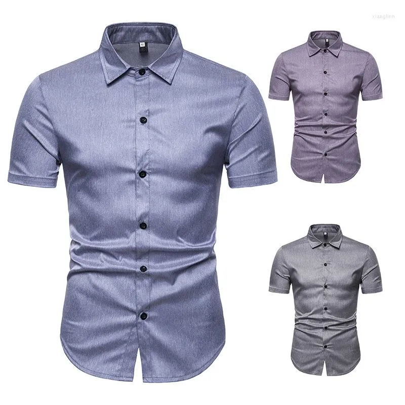 Camisas casuales para hombres Diseño de moda pura de manga corta para hombres con cuello cruzado transfronterizo DC17