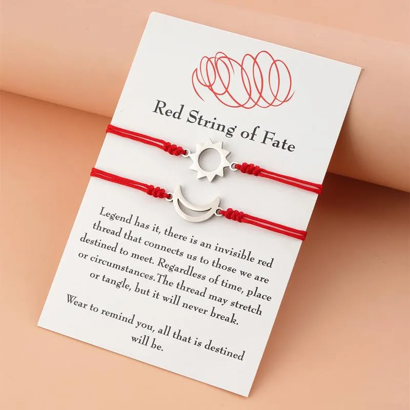 ربط أساور Sun and Moon Red String of Fate Jewelry Travel Wish for 2