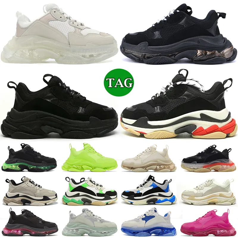 Triple s Sneakers for Men Women Designer Shoes Luxury Black White Beige Teal Blue Bred Red Pink Mens Trainers Clear Sole Platform Tennis