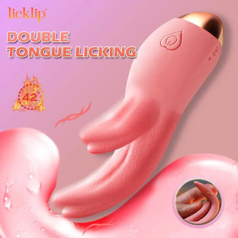 Vibrador de brinquedos sexuais Licklip realista de língua dupla lambendo o massageador de mamilo vibrador Licker Máquina de masturbador feminino para mulheres