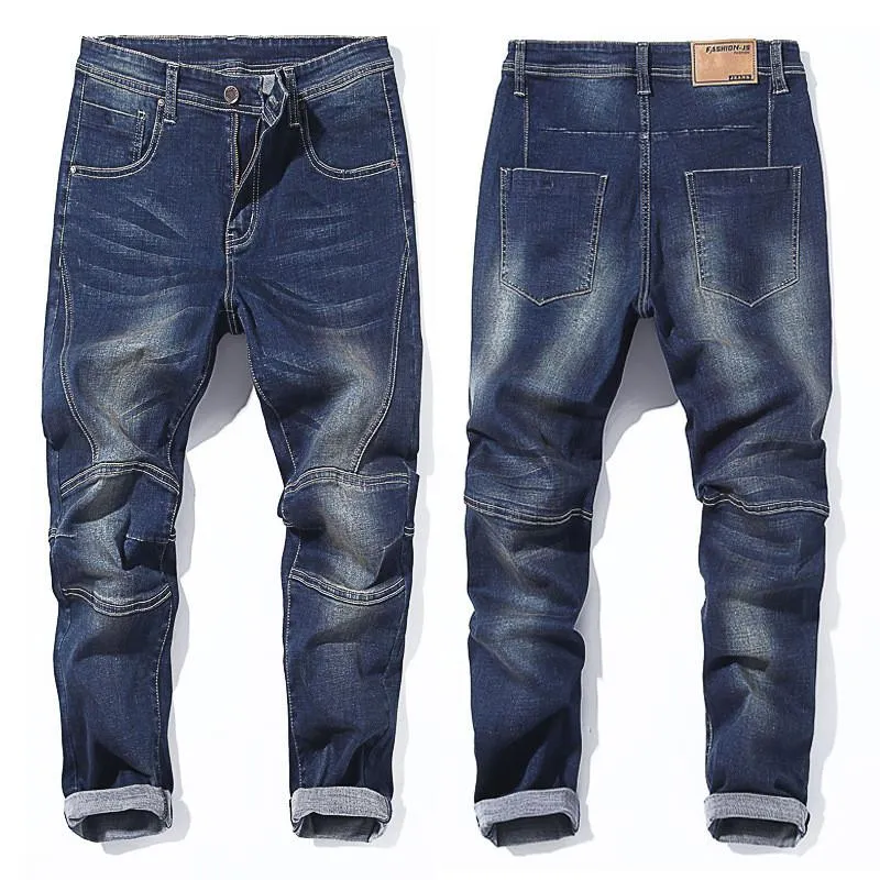 Erkekler Kot Bahar Sonbahar Erkekler Elastik Bel Gevşek Streç Yırtılmış Pantolon Sokak Giyim Mens Denim Pantolon Artı Boyut 48