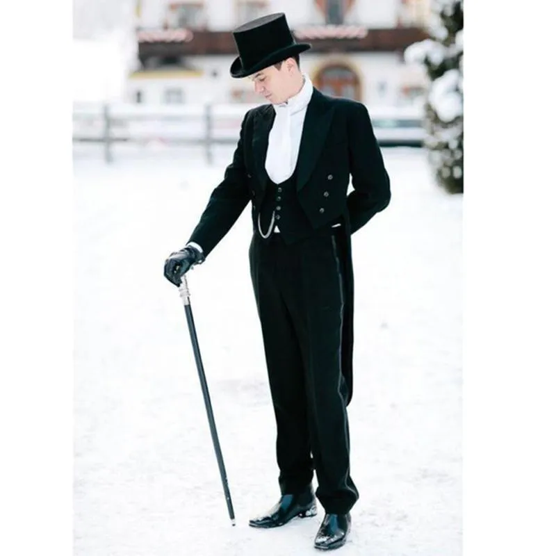 Herenpakken Blazers Modieuze mannen Pakken Zwarte Tailcoat Bruidegom Wedding Tuxedos 2023 BROEMSMEN MENS MENS BRUIDGROOM 3 -dompel voor