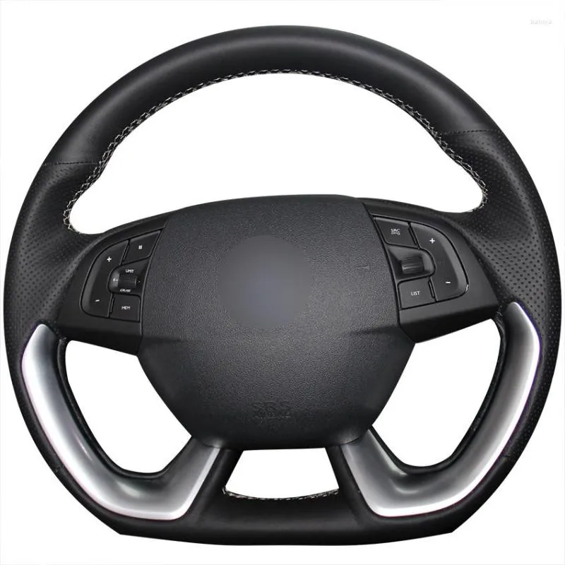 Tampas do volante para o volante preto de couro genuíno preto para o DS5 DS 5 DS4S 4S