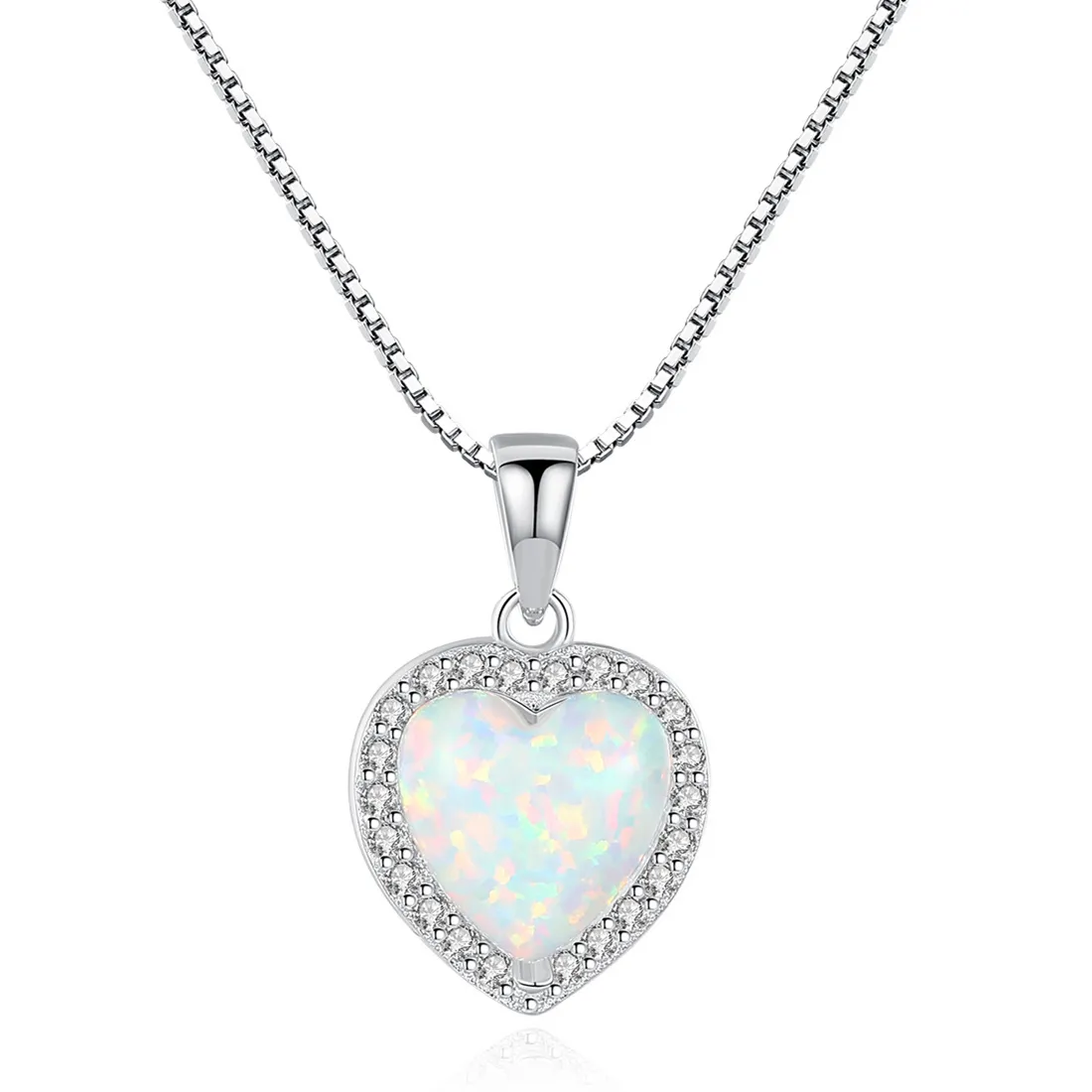 Collier pendentif coeur opale S925 argent Micro ensemble Zircon boîte d'amour chaîne collier européen femmes collier chaîne bijoux pour femmes fête de mariage cadeau de saint valentin SPC