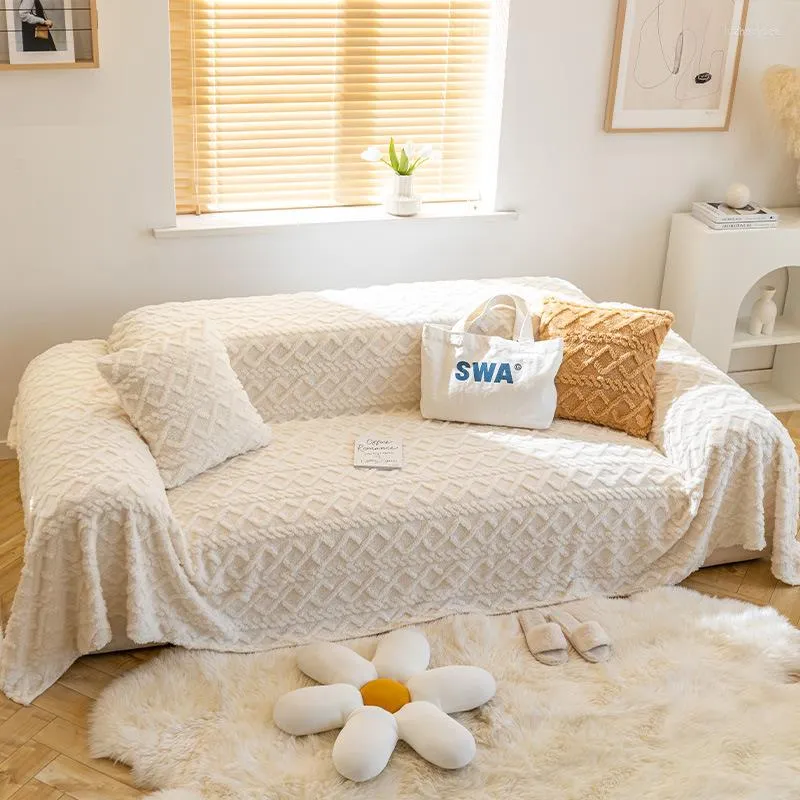 Sandalye kapaklar peluş kanepe kapağı Yumuşak kesitsel recliner Slipcover oturma odası için rahat mercan kadife battaniye yatak örtüleri