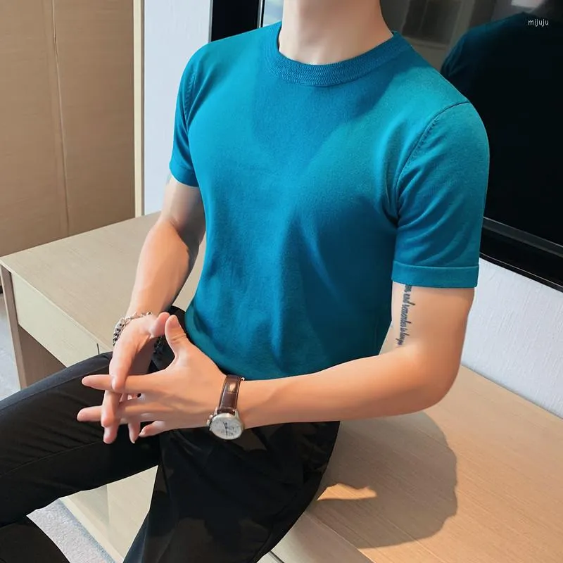 Men's T Shirts 2023 High Quality Casual Short Sleeve T-Shirts/Male Slim Fit Round Collar Solid Color Leisure T-shirt/Black White Grey Blue