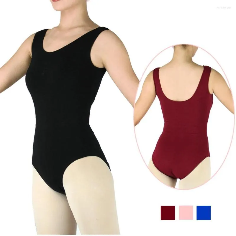 Scene bär vuxen svart bomull lycra balett dans leotard kvinnor rosa blå gymnastisk tank leotards ballerina danskläder flickor bodysuit