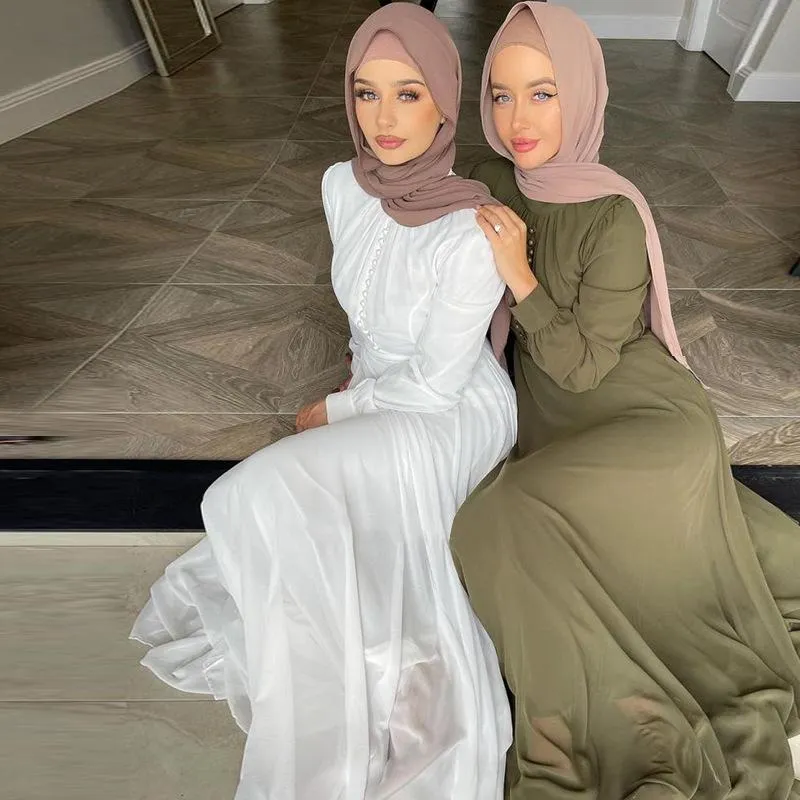 Etnik Giyim Djellaba Müslüman Elbise Büyük Salıncak Abaya Zarif Uzun Abayas Kadın Mütevazı Giyim Eid Cüppe Kemeri Wy20ethnic
