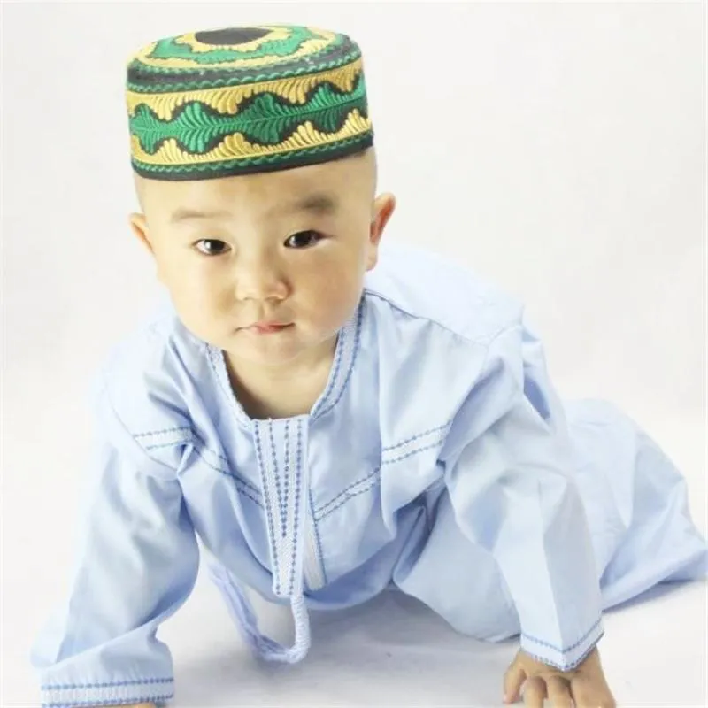 Roupas étnicas meninos garotos islâmicos thobe thobe arab abaya vestes para bebê kaftan islã roupas infantis de 1 a 3 anos jubba thobeethnic