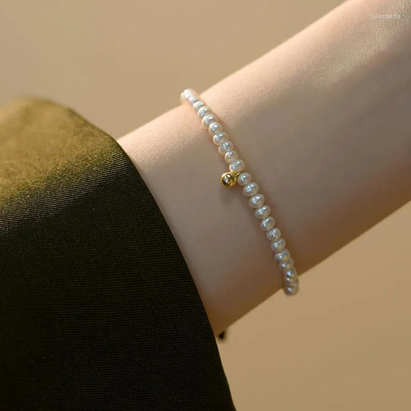 Link Bracelets Korean Style Simple Pearl Little Golden Beans Bracelet Female Special-Interest Design High Sense Girlfriends Internet