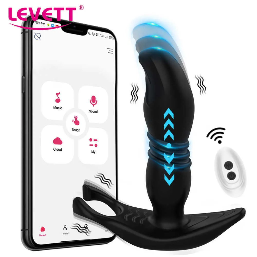 Schönheit Artikel APP Wireless Remote Anal Vibrator Stoßen Prostata-massagegerät sexy Spielzeug Für Männer Stimulator Verzögerung Ejakulation Penis Ring