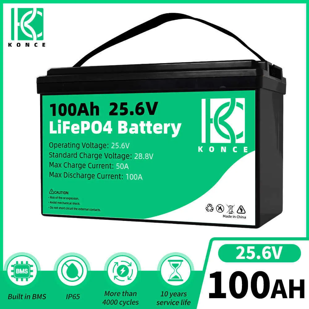 Batterie Lifepo4 24v, 100ah, Rechargeable, à Cycle profond, BMS intégré, pour bateaux, camping-car, fauteuil roulant, trottinette électrique