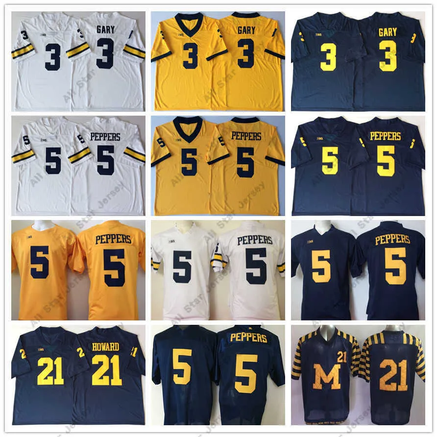 American College Football Wear 3 Rashan Gary Jersey 5 Jabrill Peppers 21 Desmond Howard Jerseys 2022 NCAA Michigan Wolverines Stitched College Football Jerseys Aid