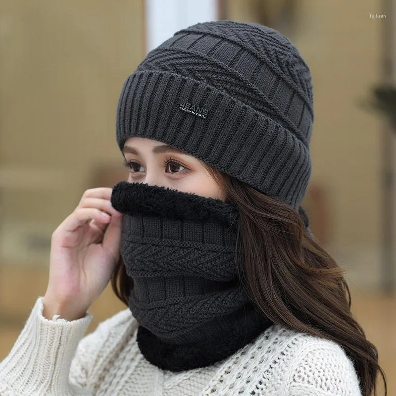 Berets Neck Warmer Winter Hats Women's Knitted Hat Scarf Fleece Balaclava Caps For Men Women Crying Ski Skullies Beanies Warm