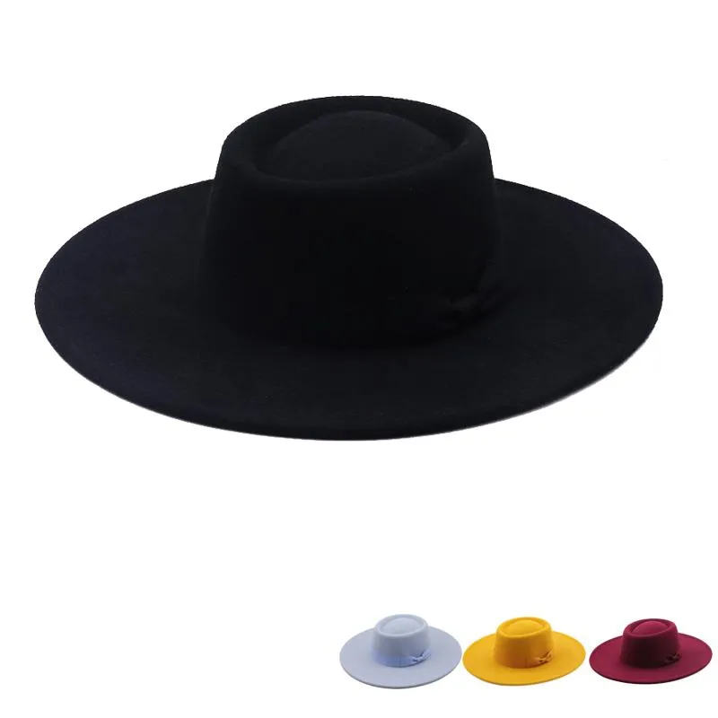 Chapeaux d'extérieur Hiver Automne Imitation Laine Femmes Hommes Dames Fedoras Top Jazz Européen Américain Casquettes Rondes Bowler Papillon Festival Chapeau