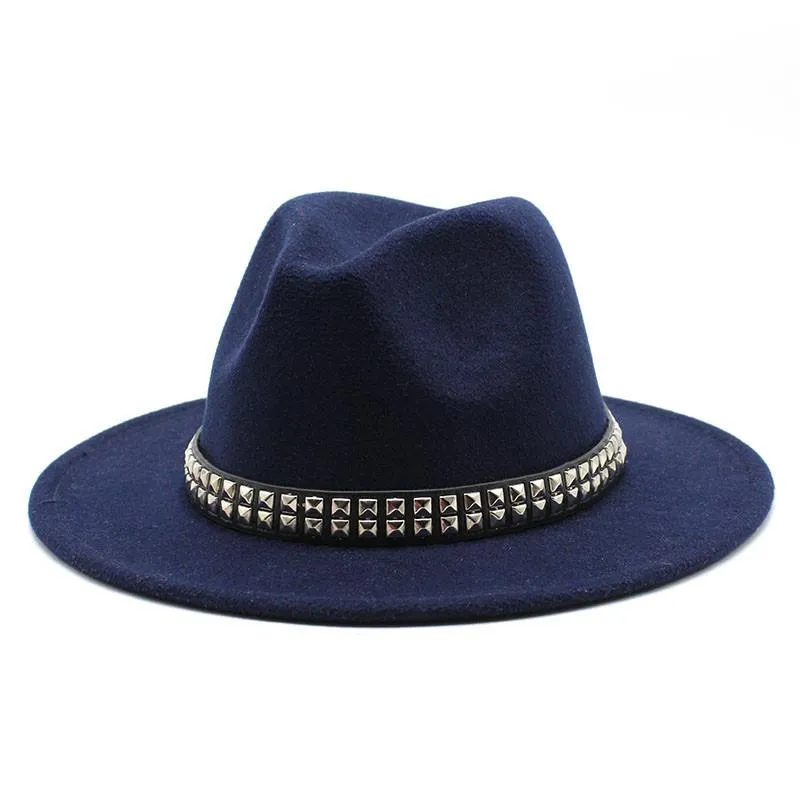 Wide Brim Hats Western Classic Jazz Hat Faux Woolen Fedora Men Women Fashion All-match Flat Outdoor