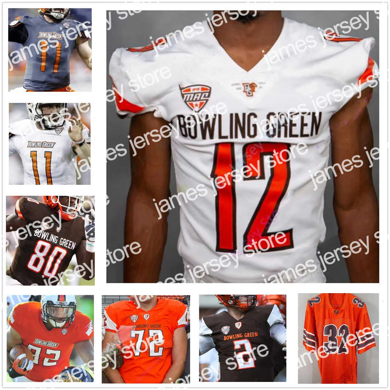 American College Football Wear Bowling Green BGSU Football Jersey NCAA College Matt McDonald Nick Mosley Austin Osborne Cavon Croom Jamal Johnson Grant Loy Denley M