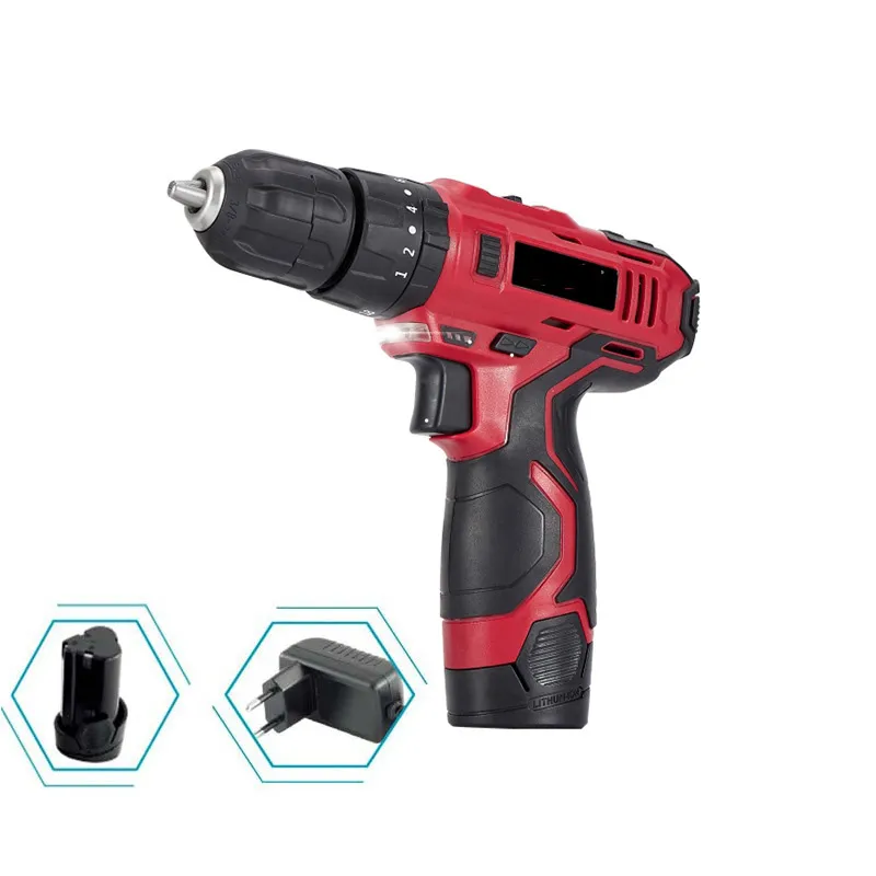 Cordless Drill And Screwdriver 12V Impact Wrench Electric Socket Wrench Lithium Battery Household Multi-Function Hand Tools 18 Gear Torque Adjustment