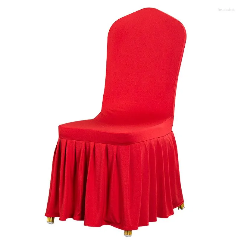 椅子は、ウェディングパーティーの装飾宴会のために、底部のスパンデックススカートクロスの周りにカールカバーをカバーします