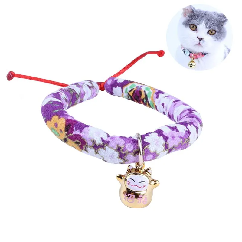 Collari per cani Collare per animali domestici in stile giapponese Cat Bell Collana Vari stili di guinzagli per cuccioli in tessuto regolabili e confortevoli