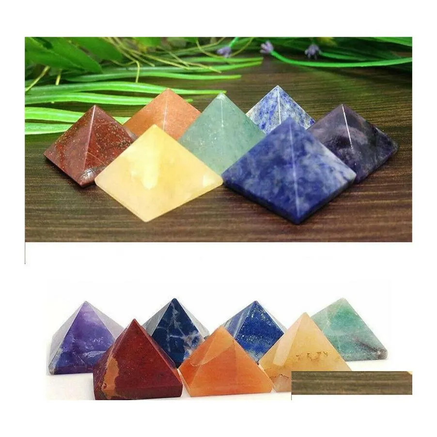 Pendants Pyramid Natural Stone Crystal Healing Wicca Spirituality Carvings Craft Square Quartz Turquoise Gemstone Carnelian Jewelry Dhnke