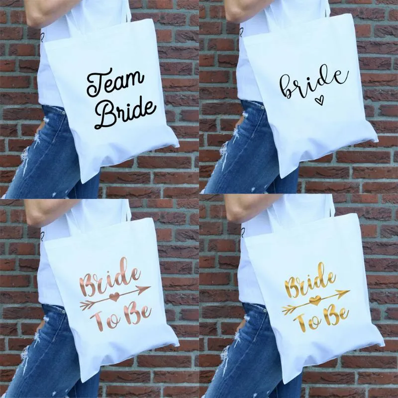 Avondtassen team bruid printen mode schouder doek canvas tote winkelen herbruikbare reis vrijgezel bruiloft bruids feest cadeau