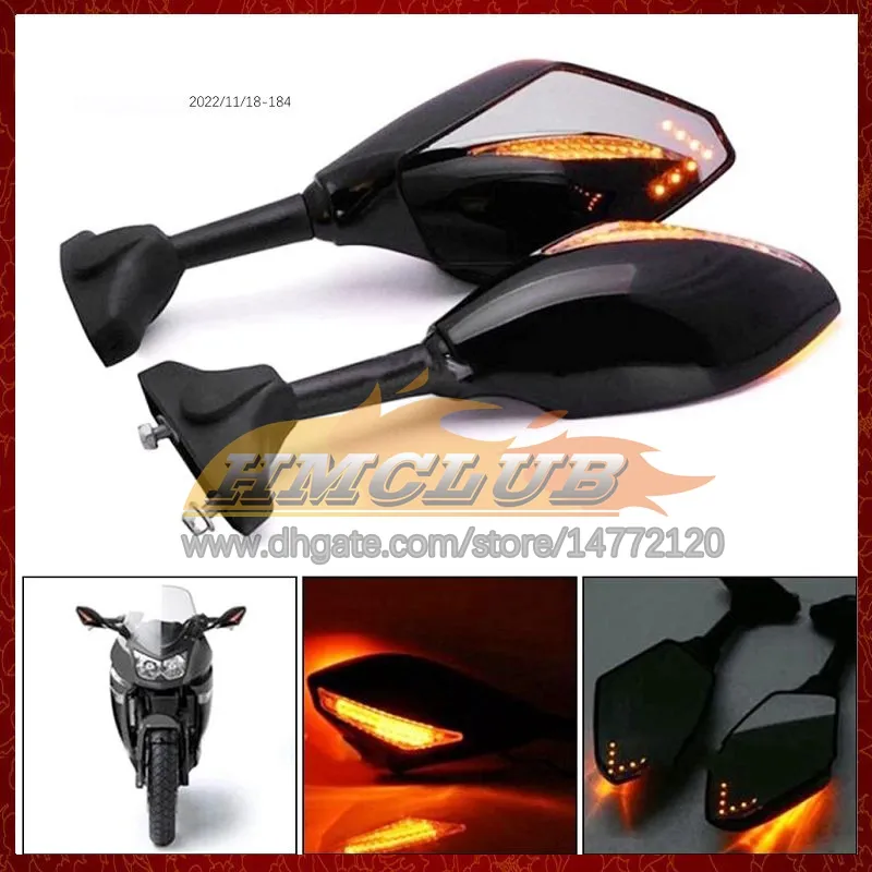 2 x Motorcykel LED Turn Lights Sidspeglar för Kawasaki Ninja ZX7R ZX 7R ZX-7R 1996 1997 1998 1999 2001 2002 2003 Col Turn Signal Indicators RearView Mirror 6 Färger