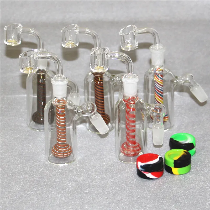 6 Stile Aschefänger für Wasserpfeifen, 14 mm, 18 mm, 45 Grad, 90 Grad, Matrix-Perc-Glas, Aschenfänger-Bubbler mit 4 mm Quarzknaller