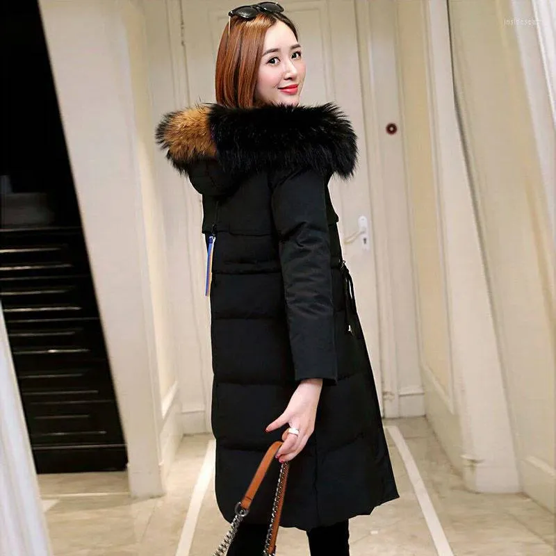 Women's Trench Coats 2023 Spring Arrival Fashion Slim Women Winter Jacket Fur Collar Warm Thicken Ladies Coat Long Parka Womens Jackets