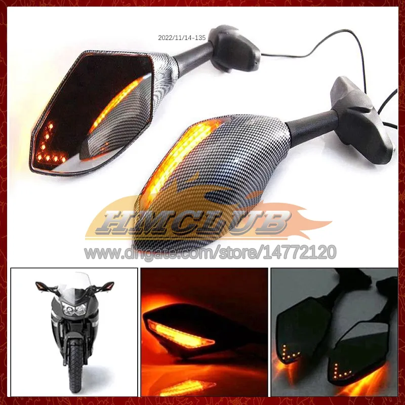 2 × دراجة نارية LED LED LID مرايا جانبية لسوزوكي GSXR1000 K1 GSXR 1000 GSX R1000 K2 00 01 02 2000 2001 2002 مؤشرات إشارة الكربون على مرآة الرؤية الخلفية 6 ألوان