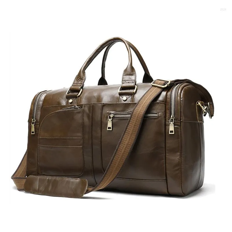 Duffel Bags Luufan Sac de voyage pour homme en cuir véritable Vingate Weekend Bagages Business Overnight