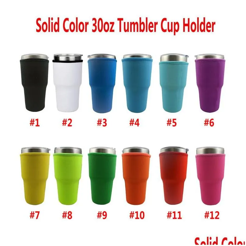 Drinkware Handle 30Oz Tumbler Sleeve 12 Colors Neoprene Cup Er With Carrying Keep Cool Antize Bag Drop Delivery Home Garden Kitchen Dhcno