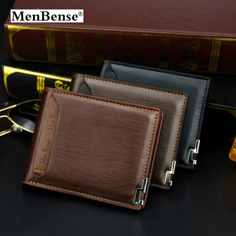 محافظ Menbense Men Leather Wallet Slim Short Functional Card Card