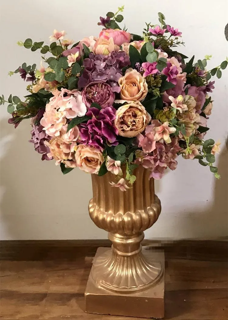 Dekorativa blommor 50 cm-dia Big Size Wedding Artificial Flower Bouquet Table Centerpiece Decoration Party Pests 4st/Lot Wreaths