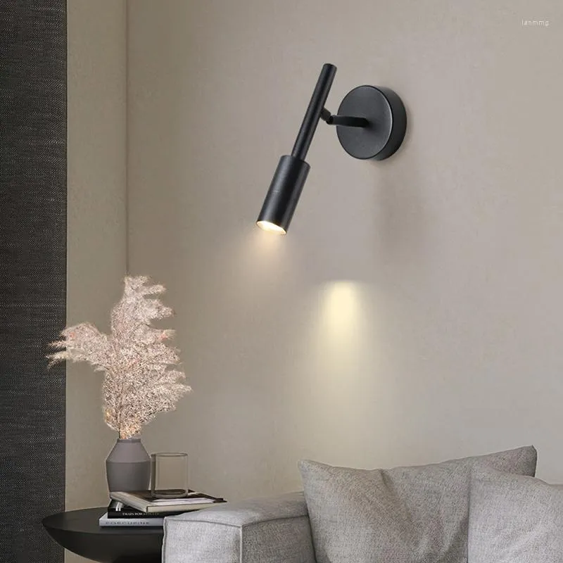 Wall Lamp 5W Mounted Spot Light Adjustable Bedside Read Black Long Pole
