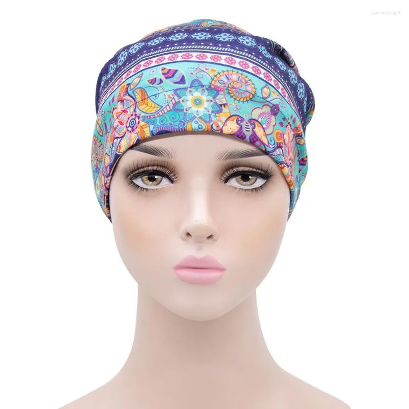 Ethnic Clothing 2023 Female Print Cotton Turban Chemo Hat Muslim Double Sided Satin Beanie Head Scarf Hijab Femme Mussulman Turbans