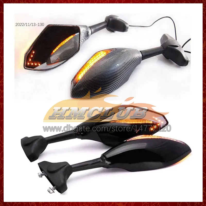 2 X Motorcycle LED Turn Lights Side Mirrors For SUZUKI GSXR600 GSXR 600 750 CC K11 GSXR750 11 12 13 2014 2015 2016 Carbon Turn Signal Indicators Rearview Mirror 6 Colors