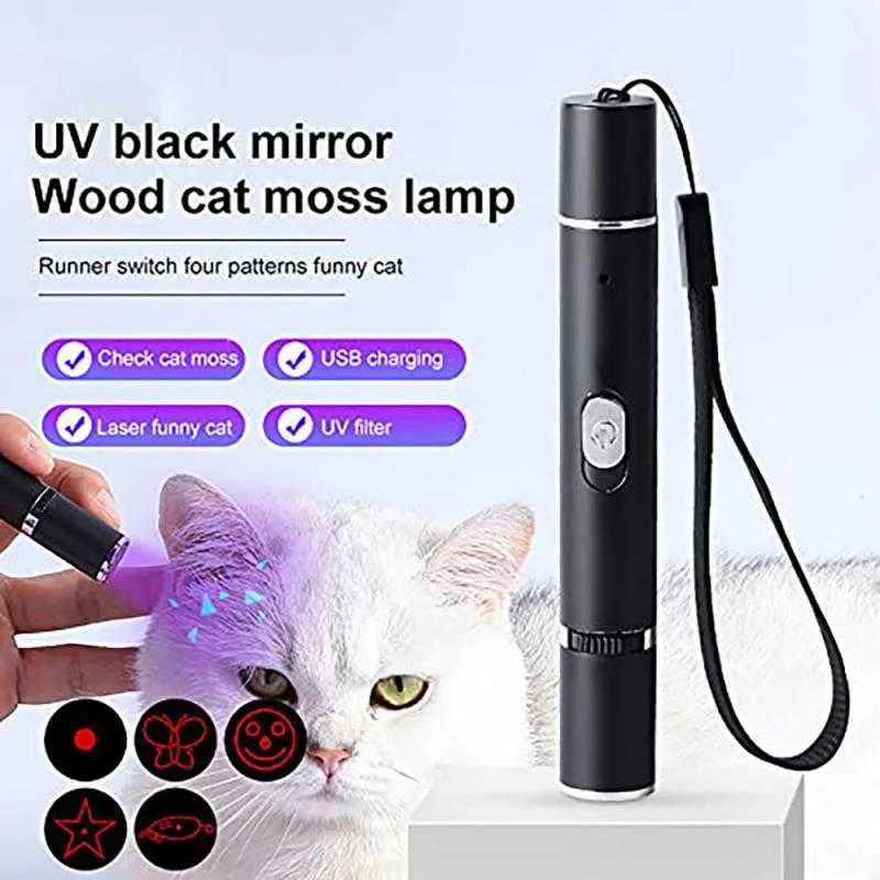 Lanternas tochas Tool de lanterna violeta ultravioleta caneta laser caneta USB Detecção de lâmpadas de gato de gato acampamento roxo tocha de pesca multifuncional 0109