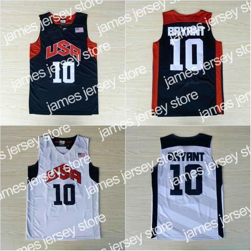 College Basketball draagt Vintage 1992 Stitched 10 Bryant Basketball Jersey USA Dream Team Jersey Blauw Wit Shirt S-XXL