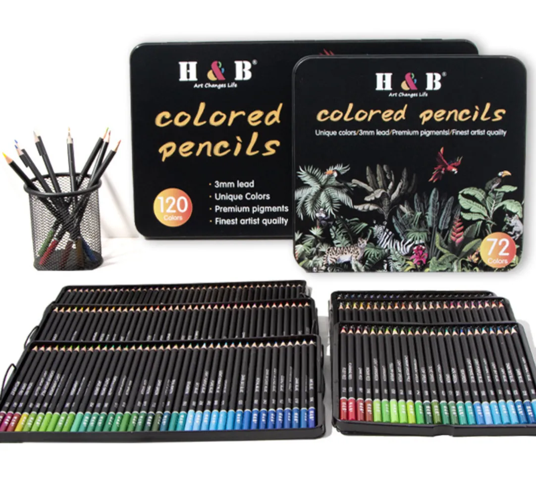 Le dernier ensemble de crayons de peinture de 120 couleurs, couleurs à l'huile, peintures d'art au plomb, fournit de nombreux styles à choisir, supporte un logo personnalisé