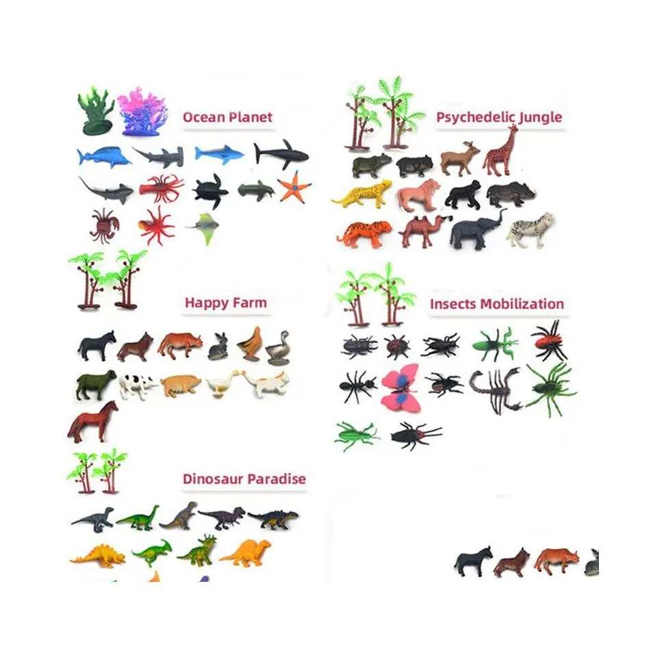 Science Discovery Mini Animal Model Dinosaur Simation Diy Archaeological Farm Insect Marine Forest Educación Juguetes para niños Diversión Dhfhx