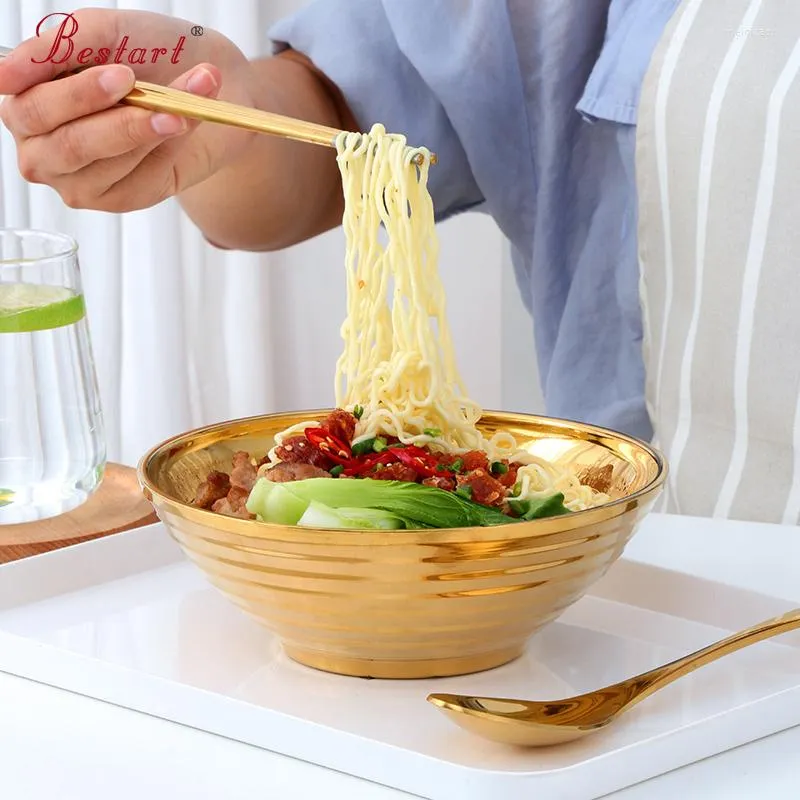 Tigelas estilo japonês estilo melamina aço inoxidável tigela de tabela de mesa de cozinha macarrão de sopa prato de arroz grande ramen colher anti gota para criança