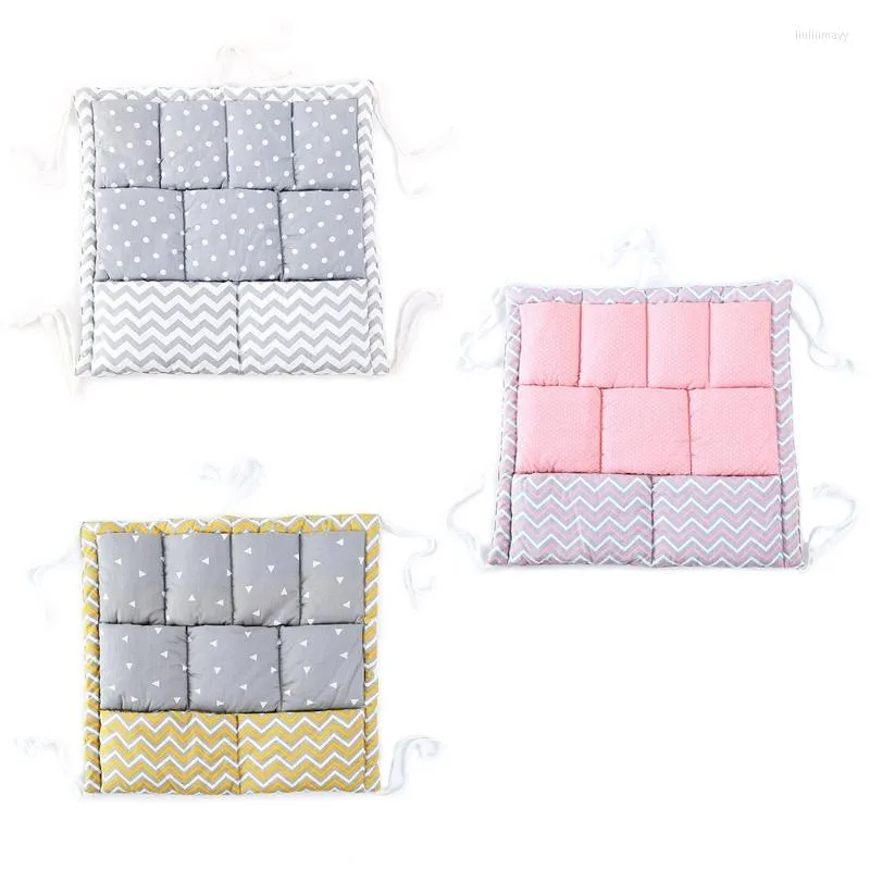 Storage Boxes HX5B Bed Hanging Bag Baby Cot Cotton Holder Organizer 50x50cm Diaper Pocket For Crib Bedding